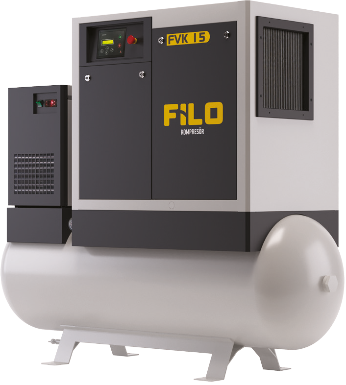 FVK T sorozat - Ékszíjhajtásos csavarkompresszor légtartályon