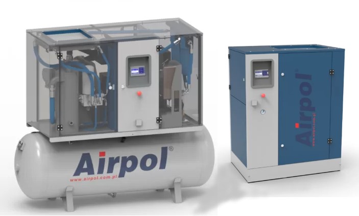 Csavarkompresszorok légtartályon frekvenciaváltóval és hűtveszárítóval