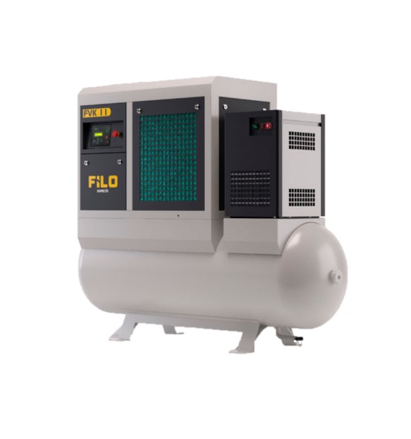 FVK C sorozat - Ékszíjhajtásos csavarkompresszor légartályon, hűtveszárítóval
