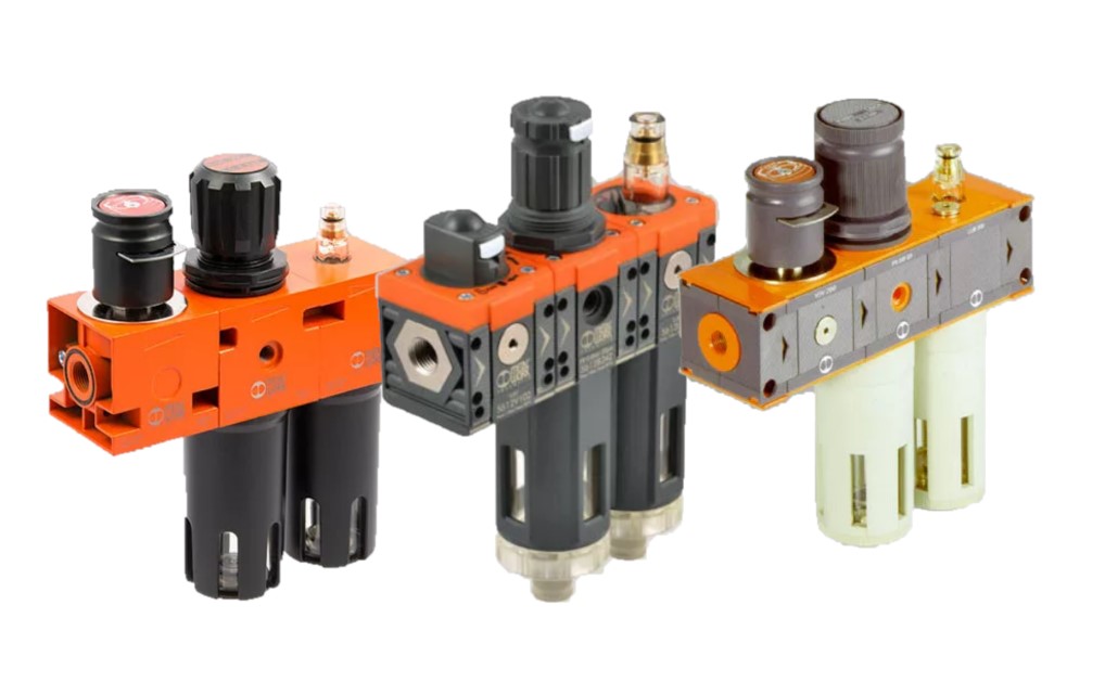 Bekapcsoló szelep + szűrő-nyomásszabályozó + olajozó