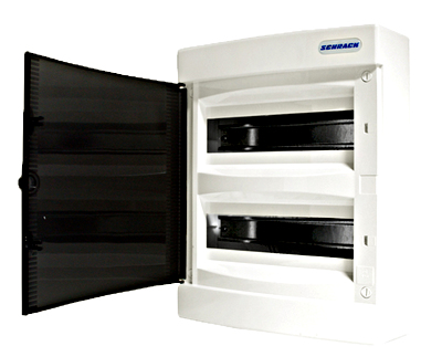 SCHRACK BK080102 Falon kívüli elosztó füstszínű ajtóval IP40 24KE