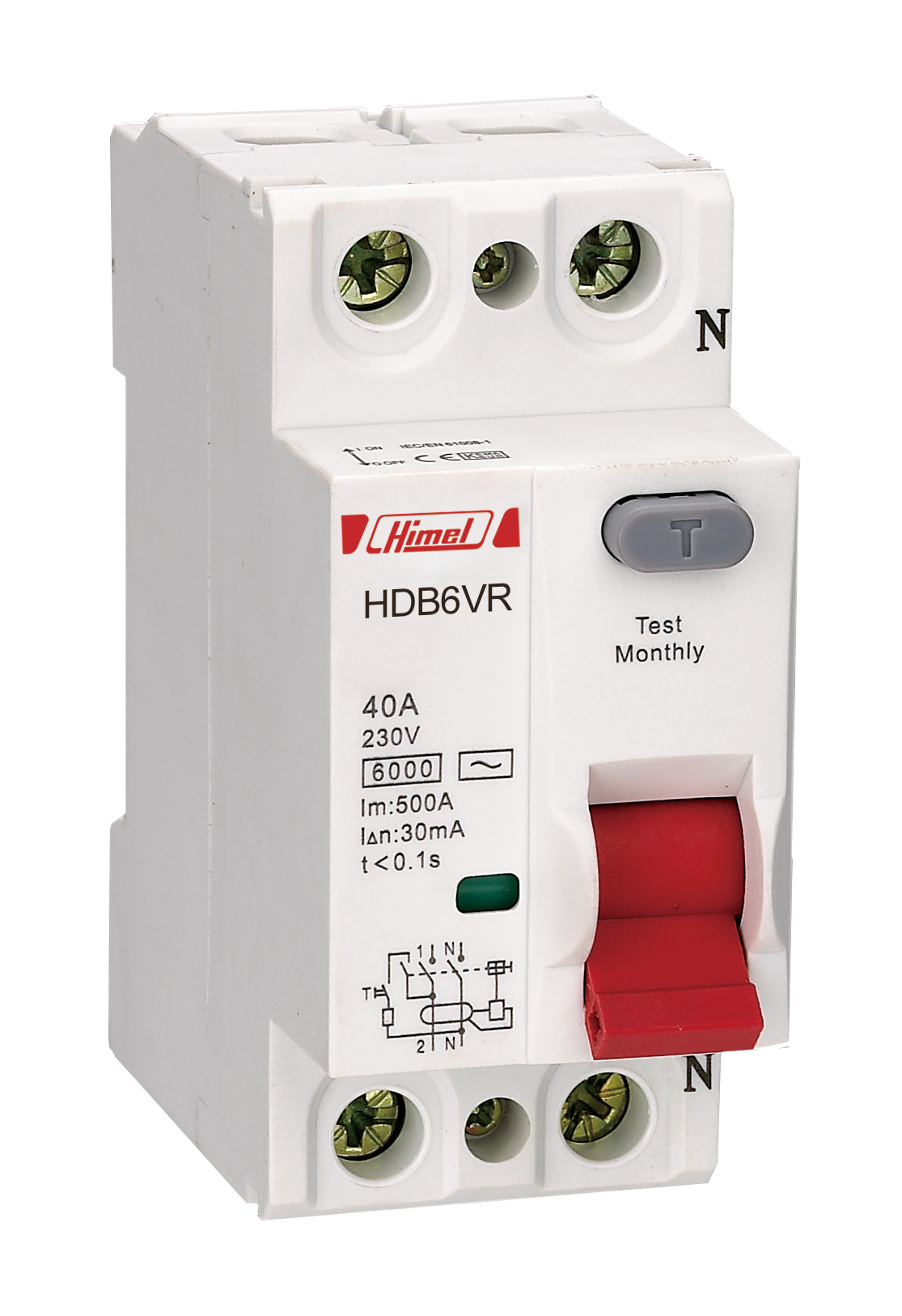 HIMEL HDB6VR 2P 40A 30mA AC-type életvédelmi relé